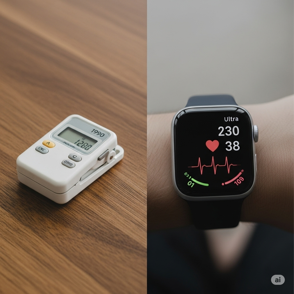 Evolution of wearable tech from basic pedometers to advanced health monitoring smartwatches