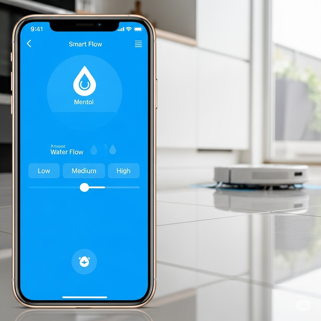 Robot mop water control settings | Adjustable eco-friendly cleaning